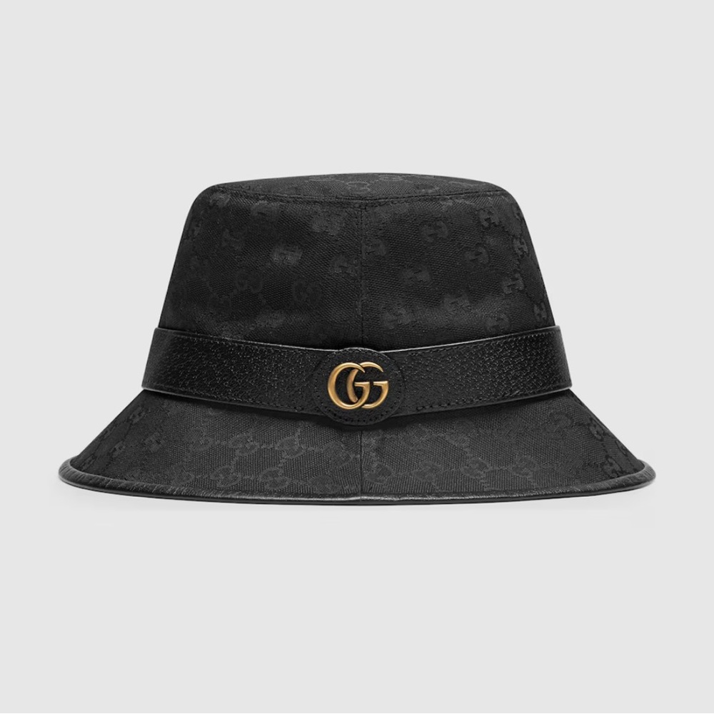 Gucci Black Bucket Hat with Gold GG